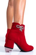 BOTINE ROSII PIELE NATURALA INTOARSA 7S7733