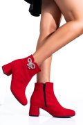 BOTINE ROSII PIELE NATURALA INTOARSA 7S7733