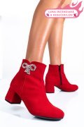 BOTINE ROSII PIELE NATURALA INTOARSA 7S7733