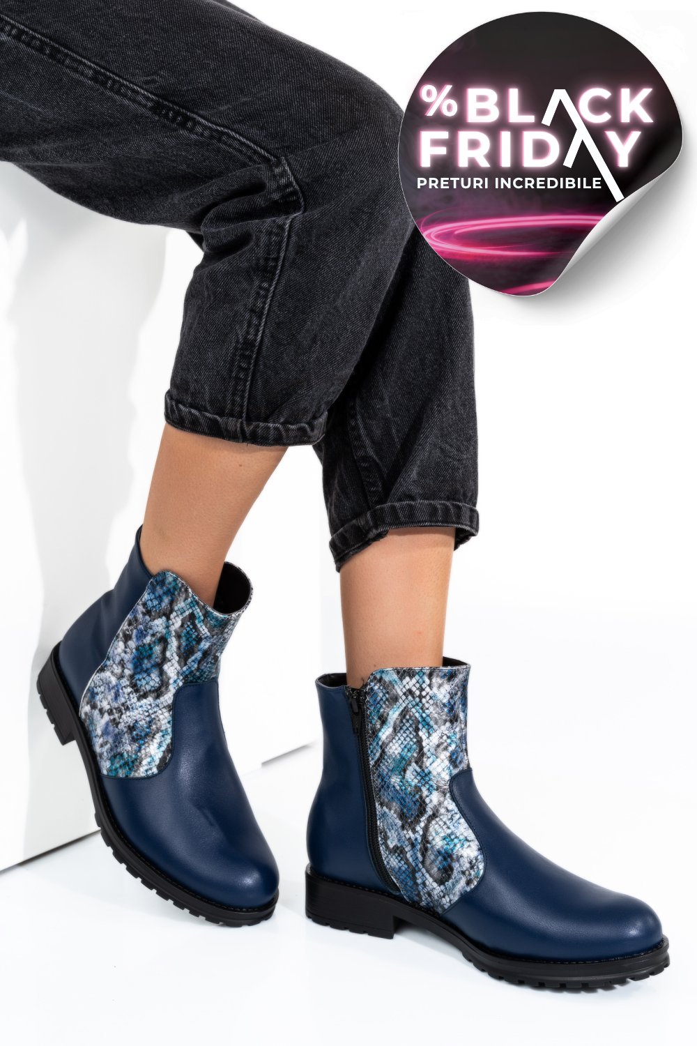 GHETE DAMA PIELE NATURALA BLEUMARIN SNK 0S772LIB