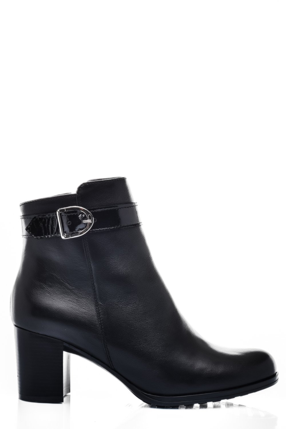 BOTINE DAMA CU TOC MIC PIELE NATURALA  NEGRE 222825NP