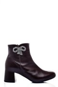 BOTINE MARO INCHIS PIELE NATURALA 7S7733