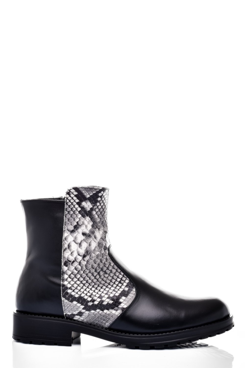 GHETE DAMA IMBLANITE PIELE NATURALA NEGRU ALB SNK 0S772LIB