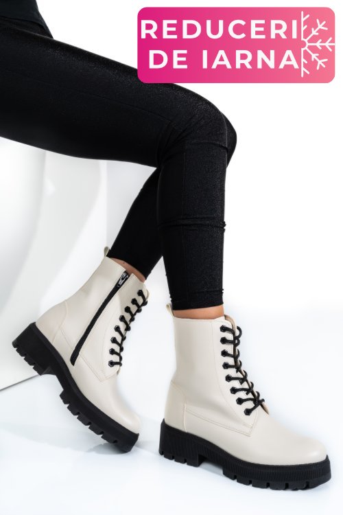 Ghete bej talpa neagra piele naturala 1s7730