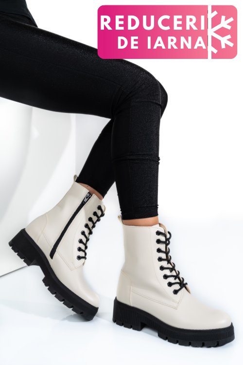 Ghete bej talpa neagra piele naturala 1s7730