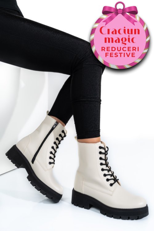 Ghete bej talpa neagra piele naturala 1s7730