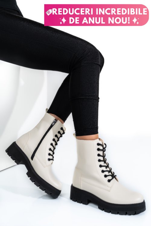 Ghete bej talpa neagra piele naturala 1s7730