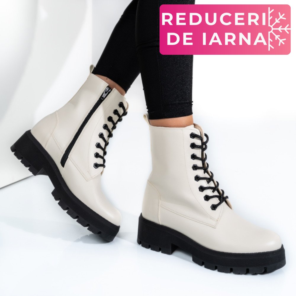 GHETE BEJ TALPA NEAGRA PIELE NATURALA 1S7730