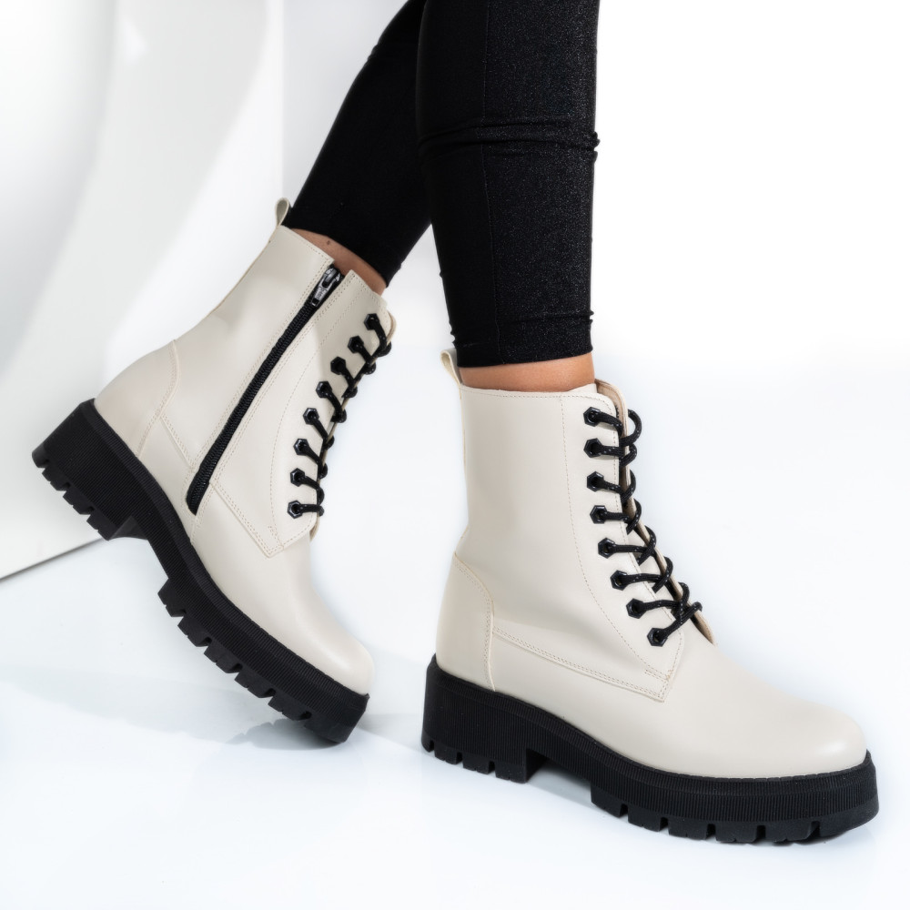 GHETE BEJ TALPA NEAGRA PIELE NATURALA 1S7730