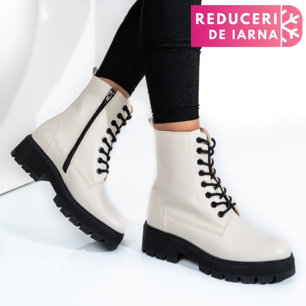 GHETE BEJ TALPA NEAGRA PIELE NATURALA 1S7730