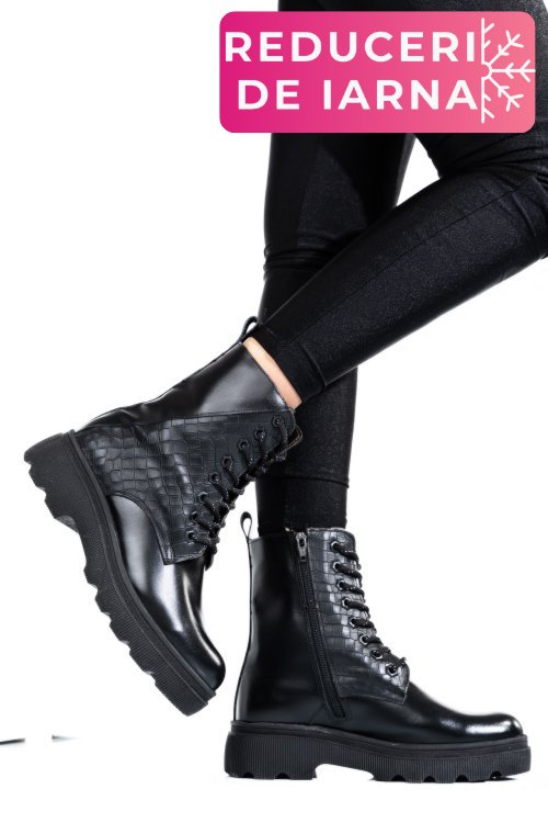 Ghete dama imblanite piele naturala negre cro 1s7750lib