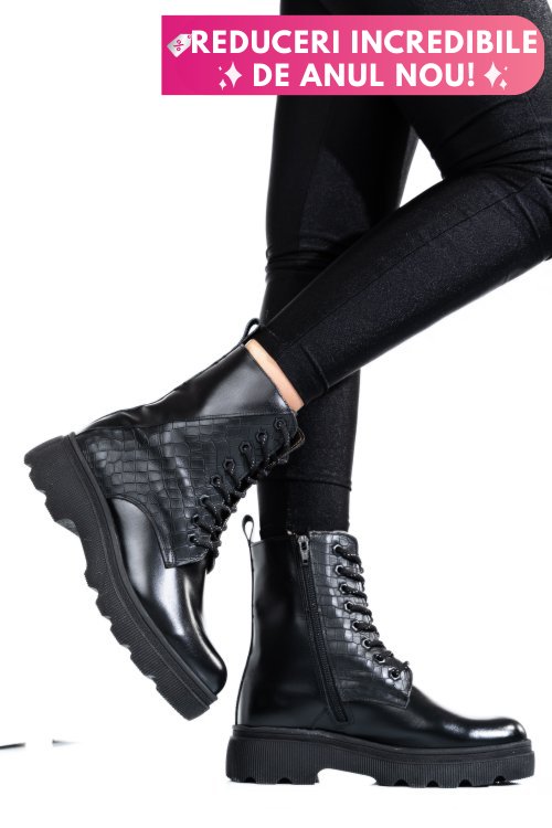 Ghete dama imblanite piele naturala negre cro 1s7750lib