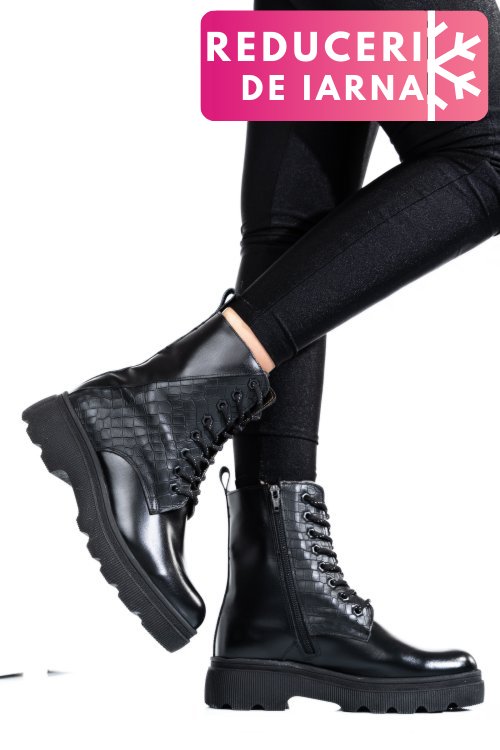 Ghete dama imblanite piele naturala negre cro 1s7750lib