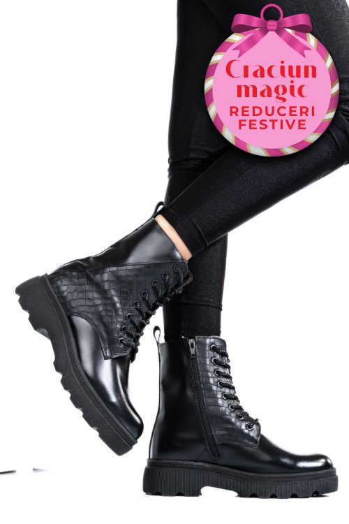 Ghete dama imblanite piele naturala negre cro 1s7750lib