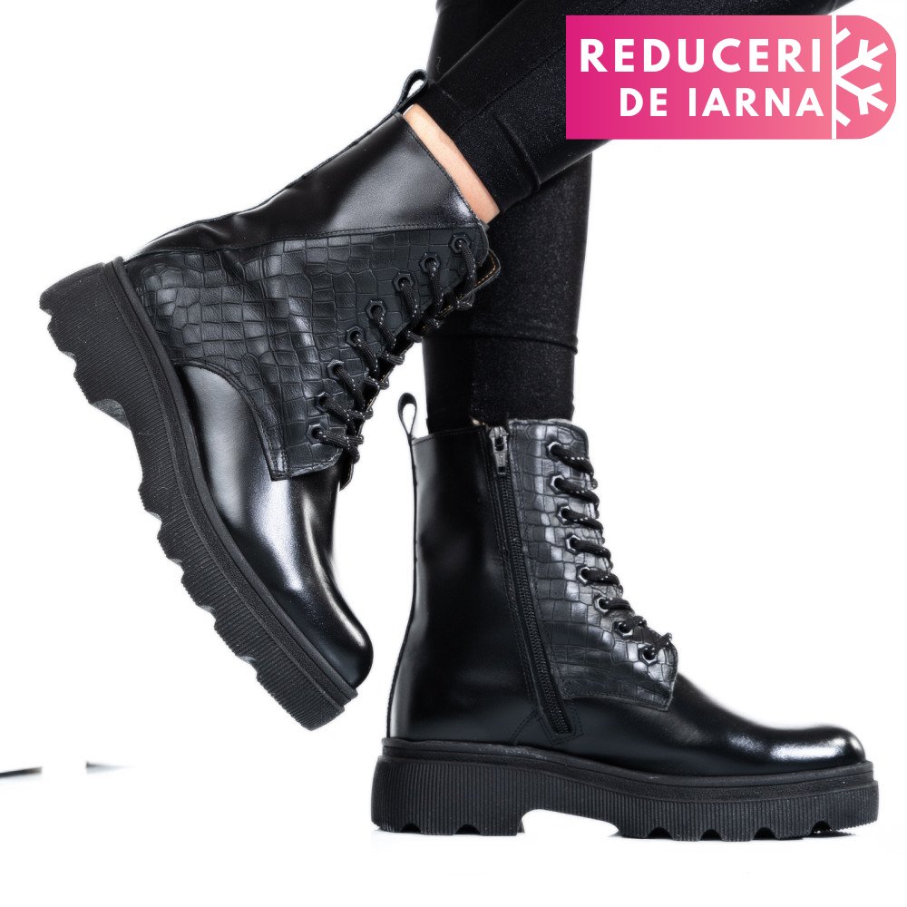 GHETE DAMA IMBLANITE PIELE NATURALA NEGRE CRO 1S7750LIB