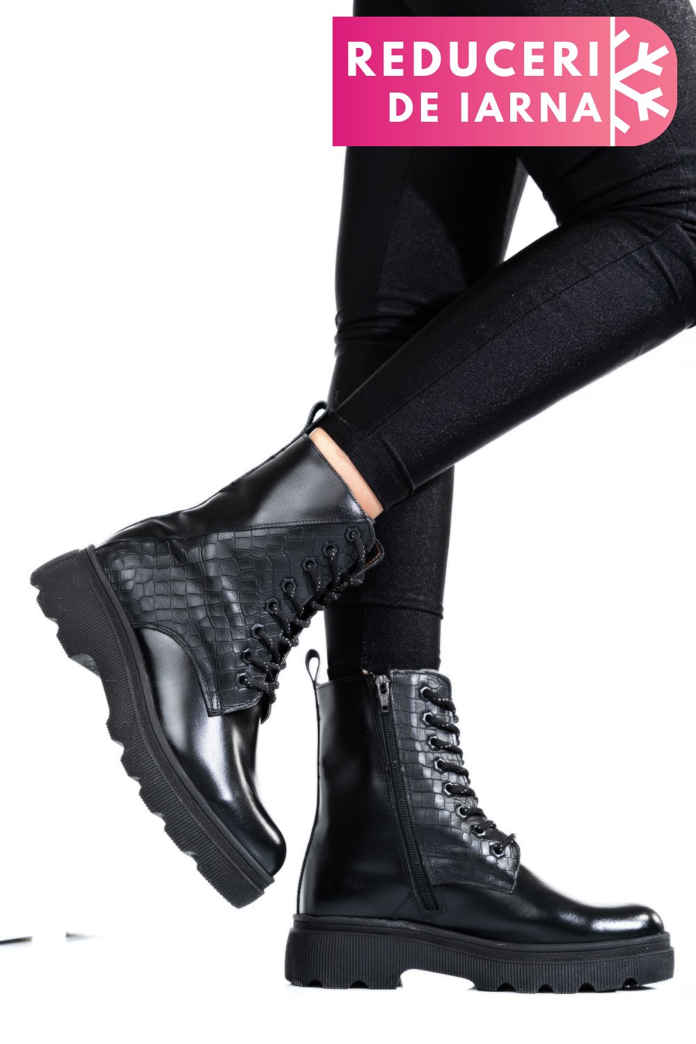 GHETE DAMA IMBLANITE PIELE NATURALA NEGRE CRO 1S7750LIB