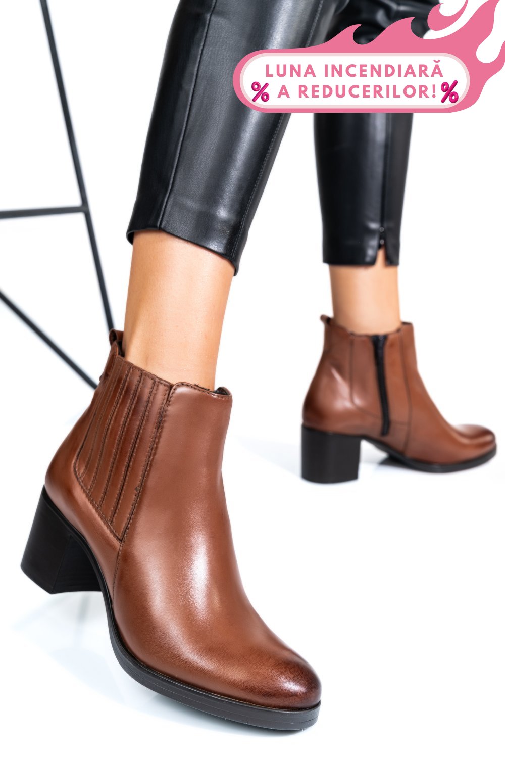 BOTINE DAMA PIELE NATURALA MARO TOC MIC WS77H-114H54