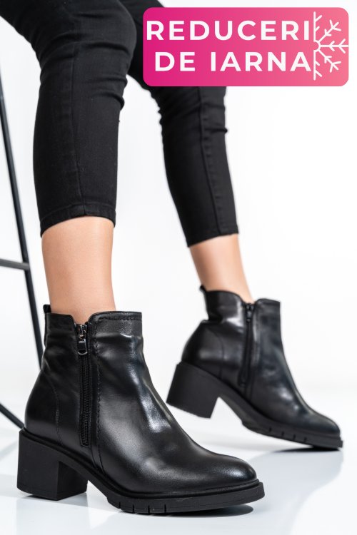 Botine femei piele naturala negre 2s7732-026np