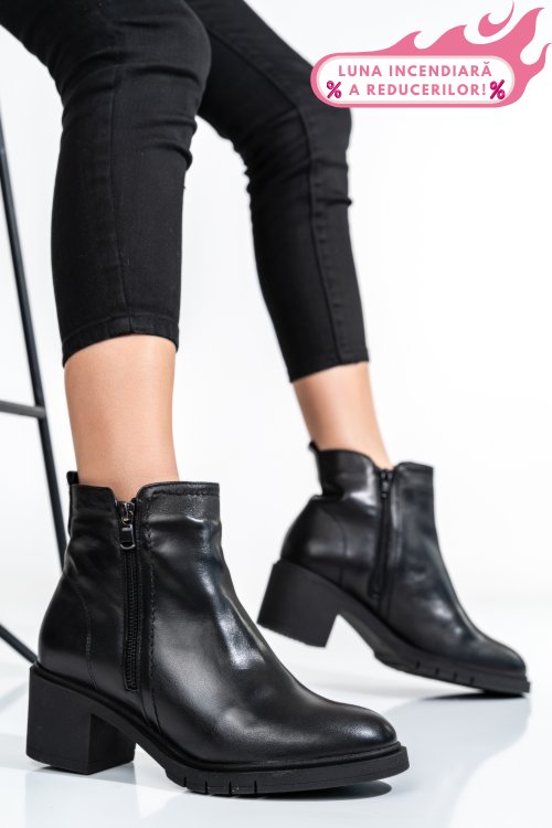 Botine femei piele naturala negre 2s7732-026np