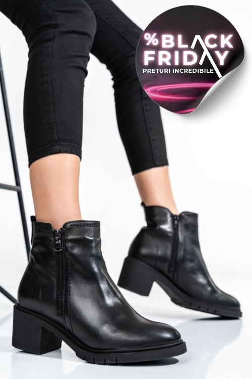 Botine femei piele naturala negre 2s7732-026np