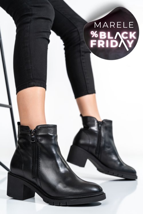 Botine femei piele naturala negre 2s7732-026np