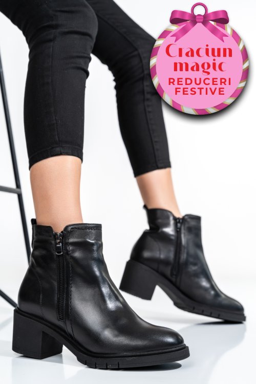 Botine femei piele naturala negre 2s7732-026np