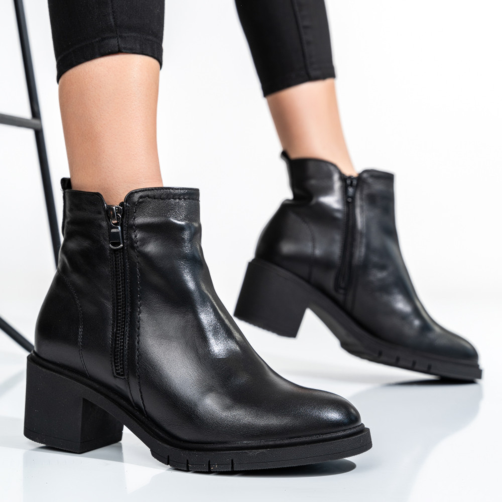 BOTINE FEMEI PIELE NATURALA NEGRE 2S7732-026NP