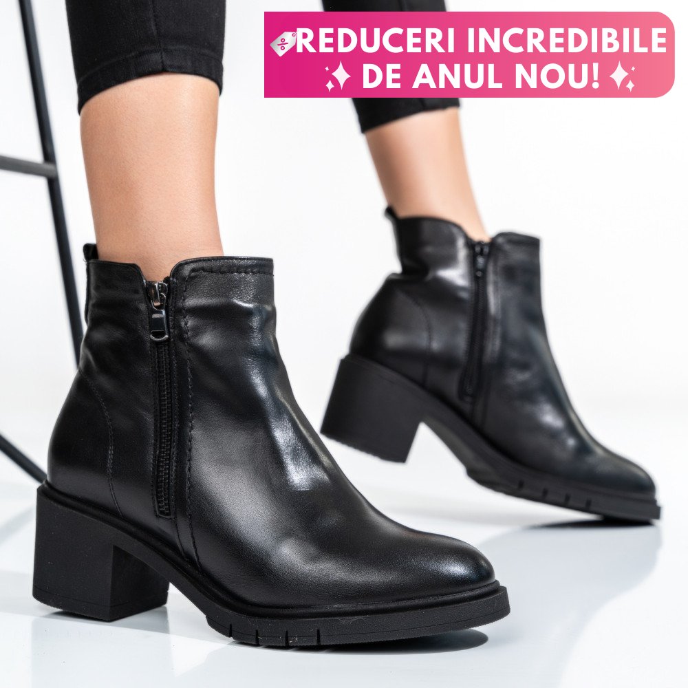 BOTINE FEMEI PIELE NATURALA NEGRE 2S7732-026NP