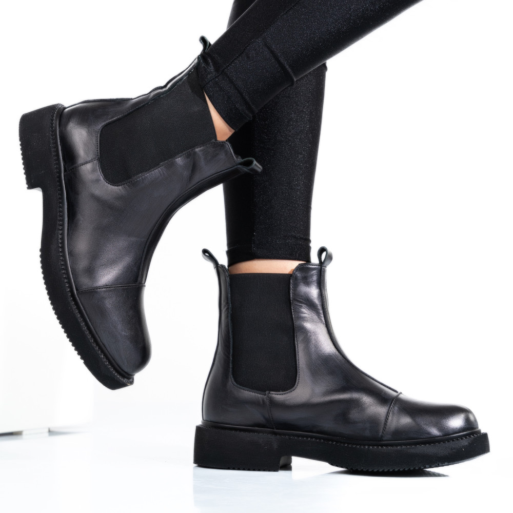 GHETE NEGRE PIELE NATURALA ES77DB002