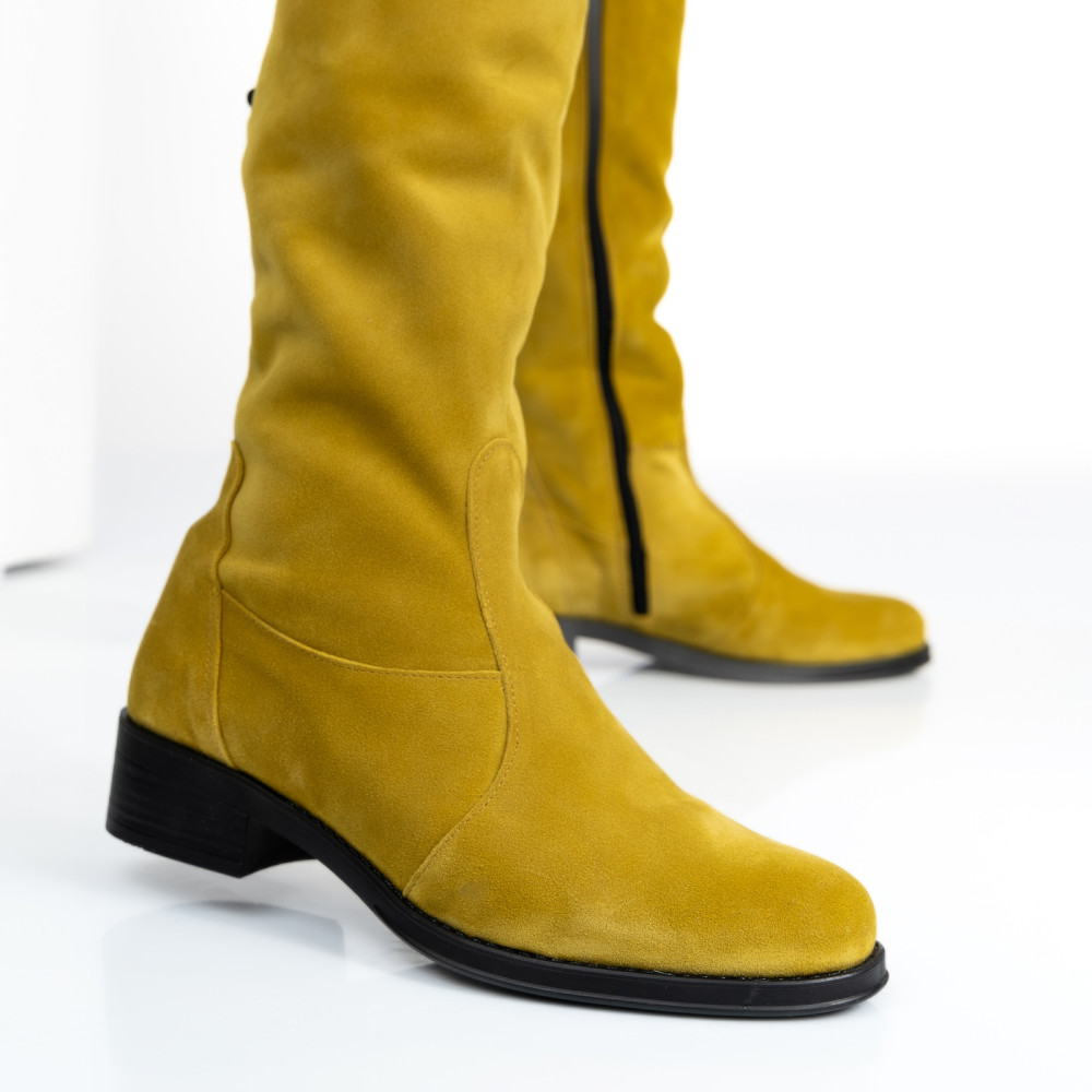 CIZME GALBENE PIELE NATURALA INTOARSA 7PC01-IMB