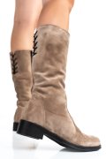 CIZME BEJ PIELE NATURALA INTOARSA 7PC01-IMB