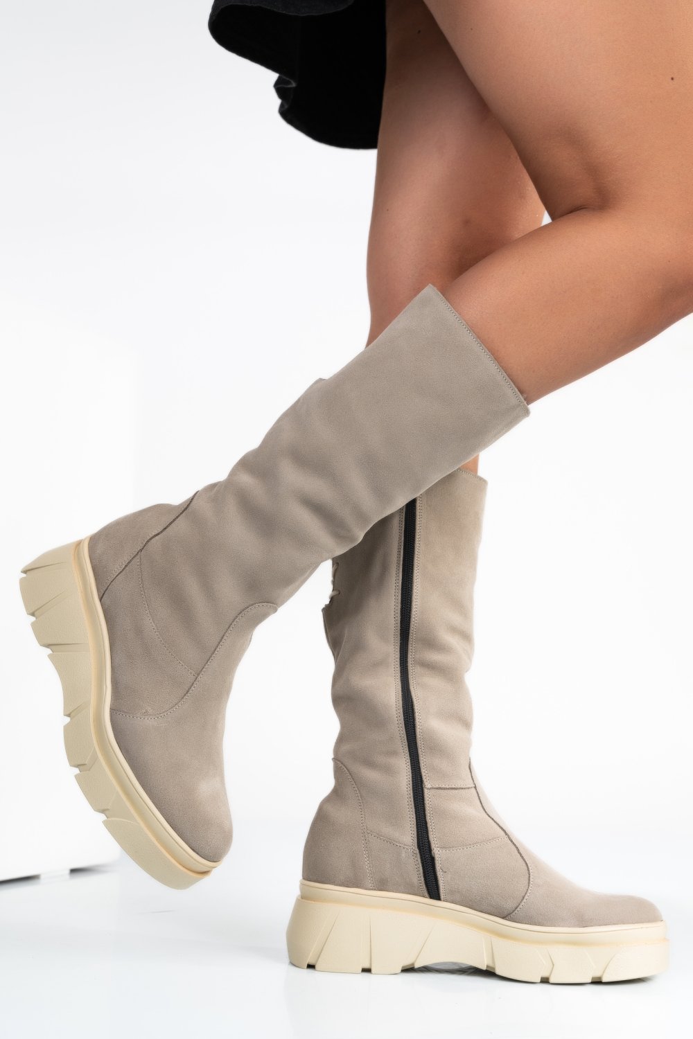 CIZME BEJ PIELE NATURALA INTOARSA 7PC05