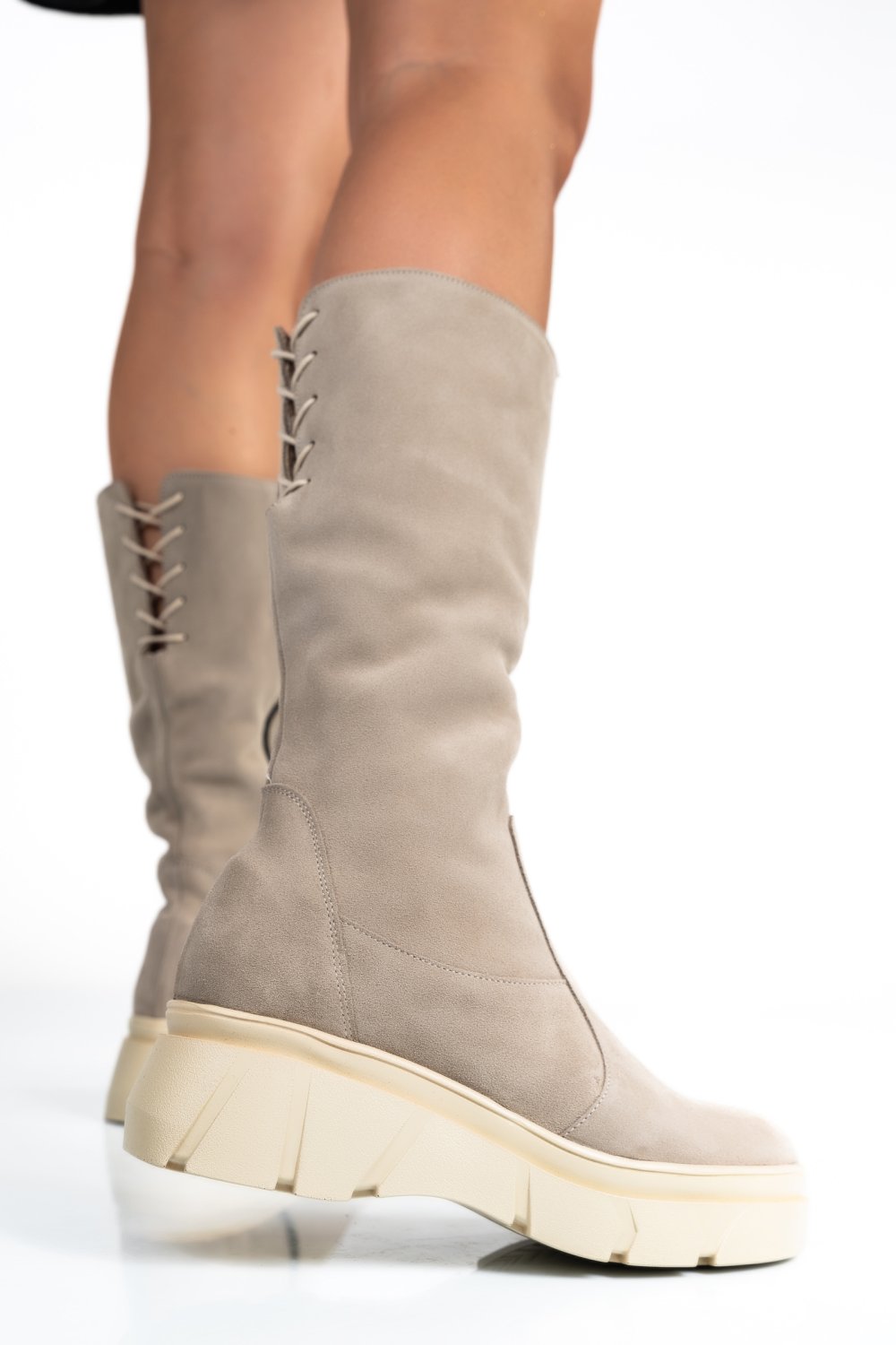 CIZME BEJ PIELE NATURALA INTOARSA 7PC05