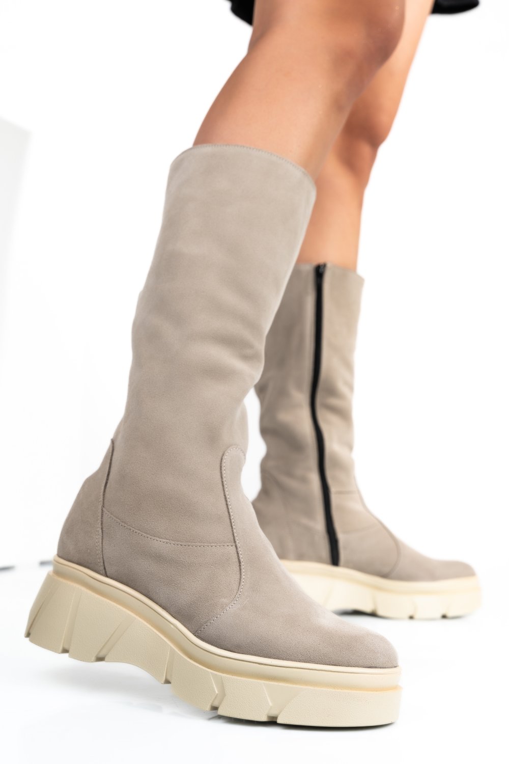 CIZME BEJ PIELE NATURALA INTOARSA 7PC05