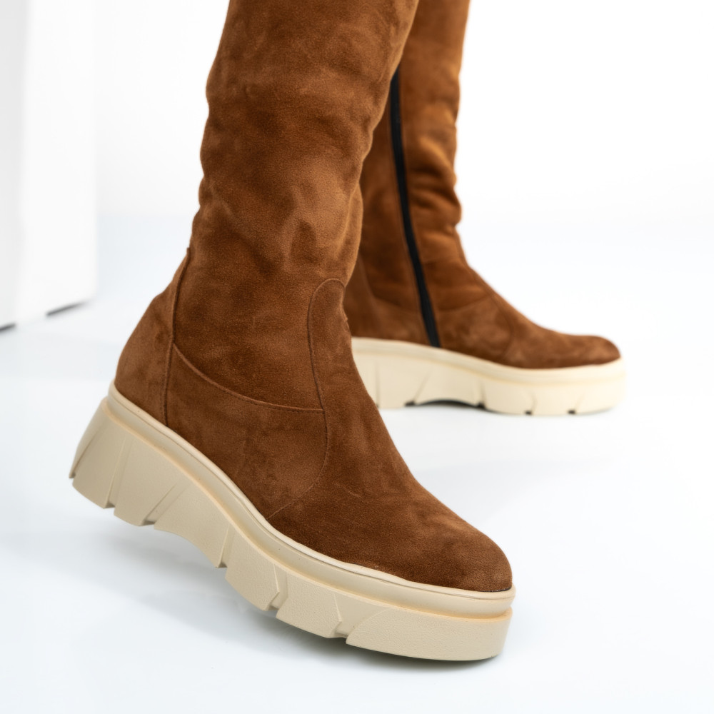 CIZME MARO INCHIS PIELE NATURALA INTOARSA 7PC05