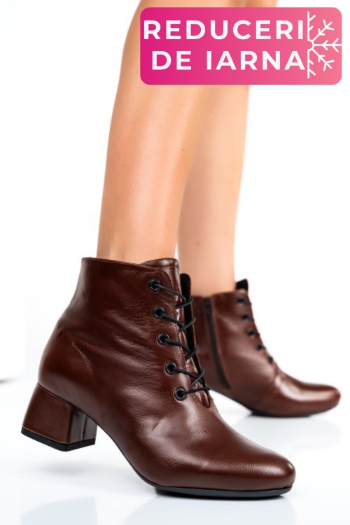 Botine maro inchis piele naturala 7pc50