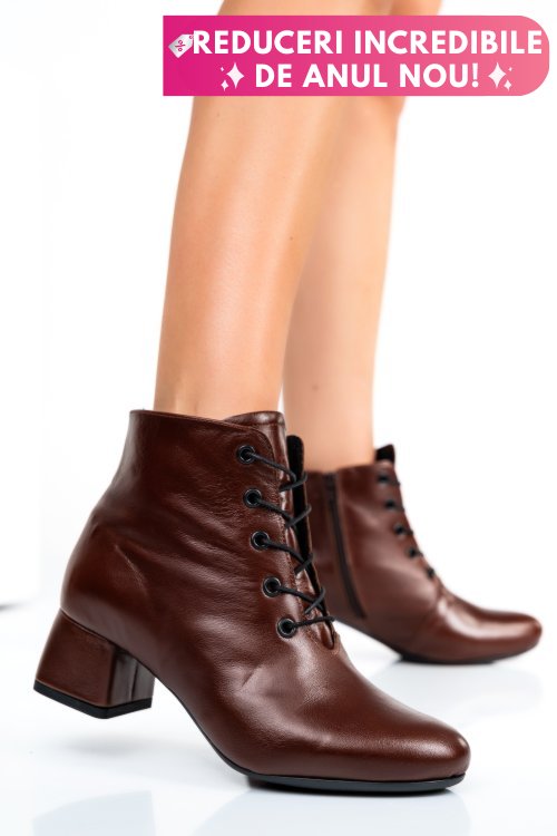 Botine maro inchis piele naturala 7pc50