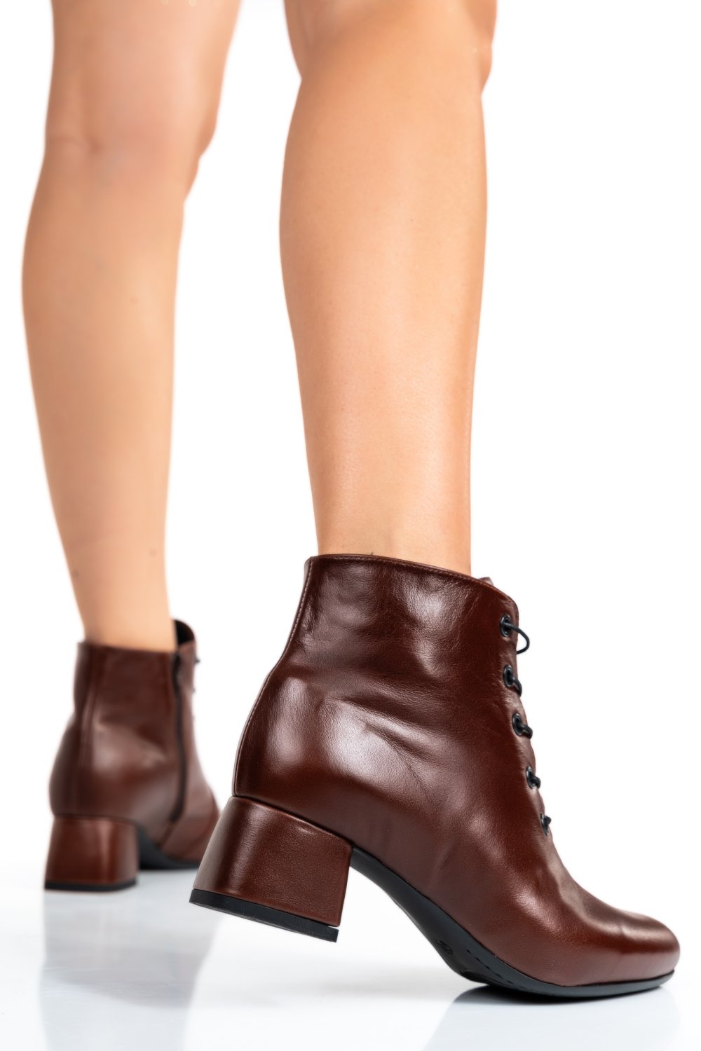 BOTINE MARO INCHIS PIELE NATURALA 7PC50