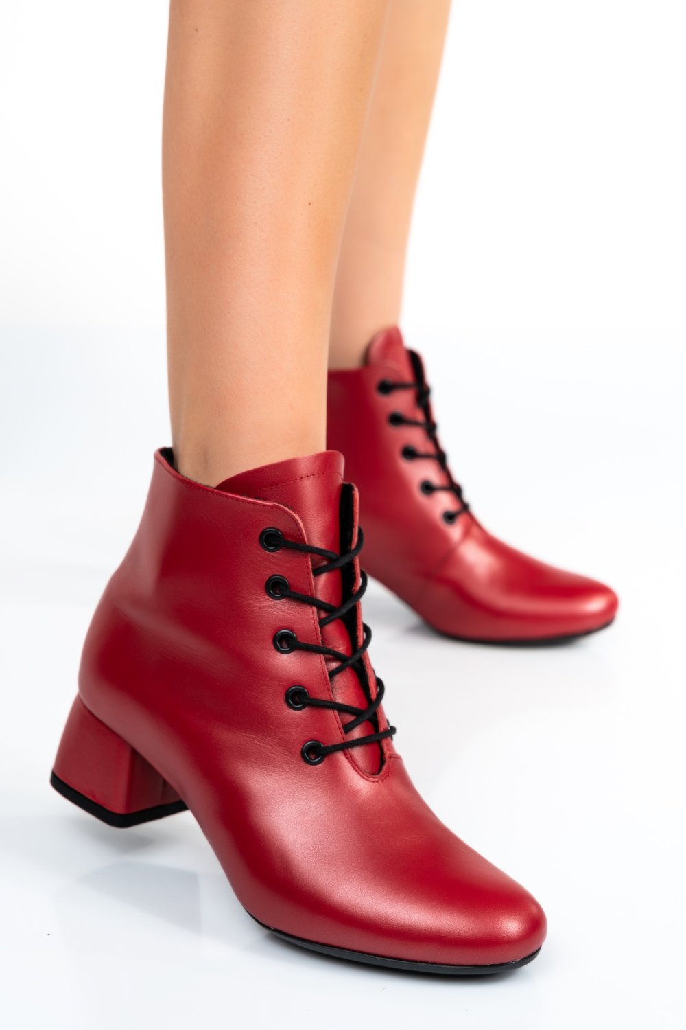 BOTINE ROSII PIELE NATURALA 7PC50