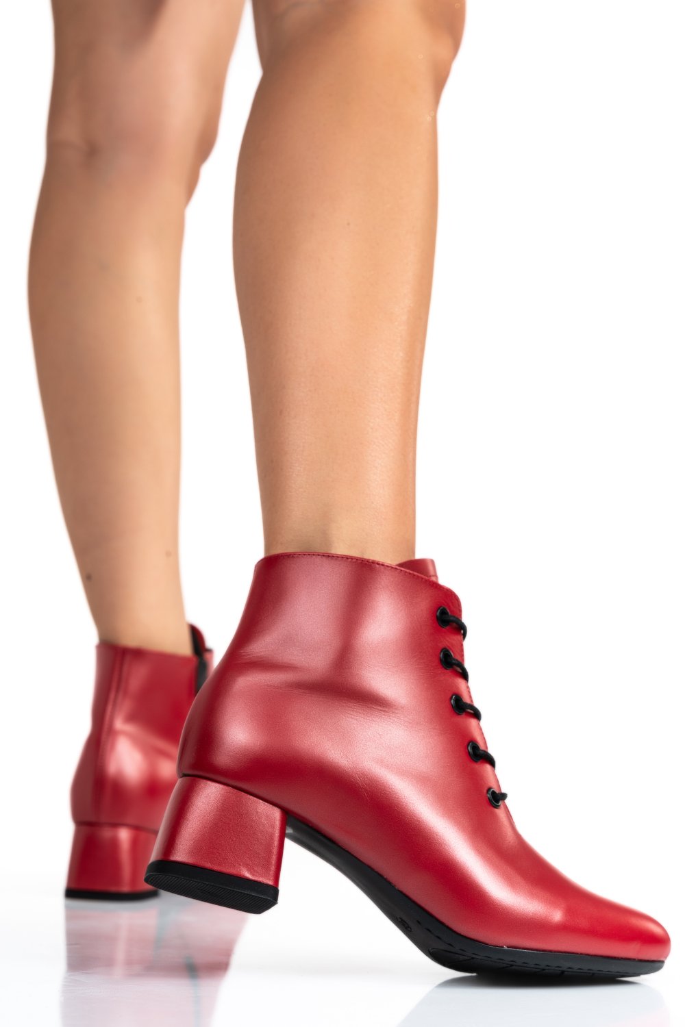 BOTINE ROSII PIELE NATURALA 7PC50