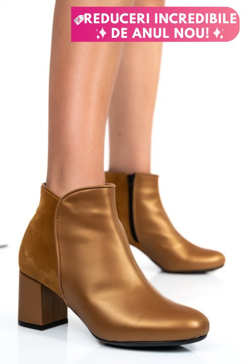 Botine maro piele naturala intoarsa 7s7755