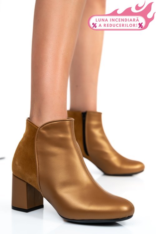 Botine maro piele naturala intoarsa 7s7755