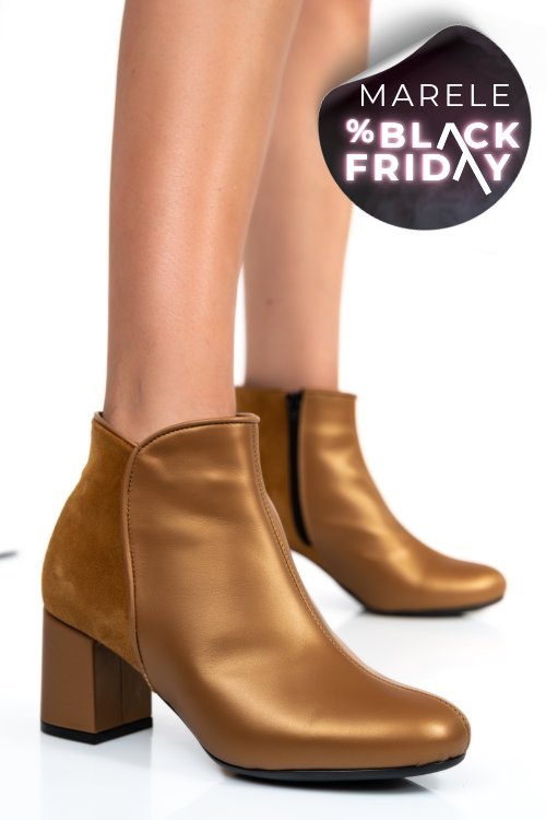 Botine maro piele naturala intoarsa 7s7755