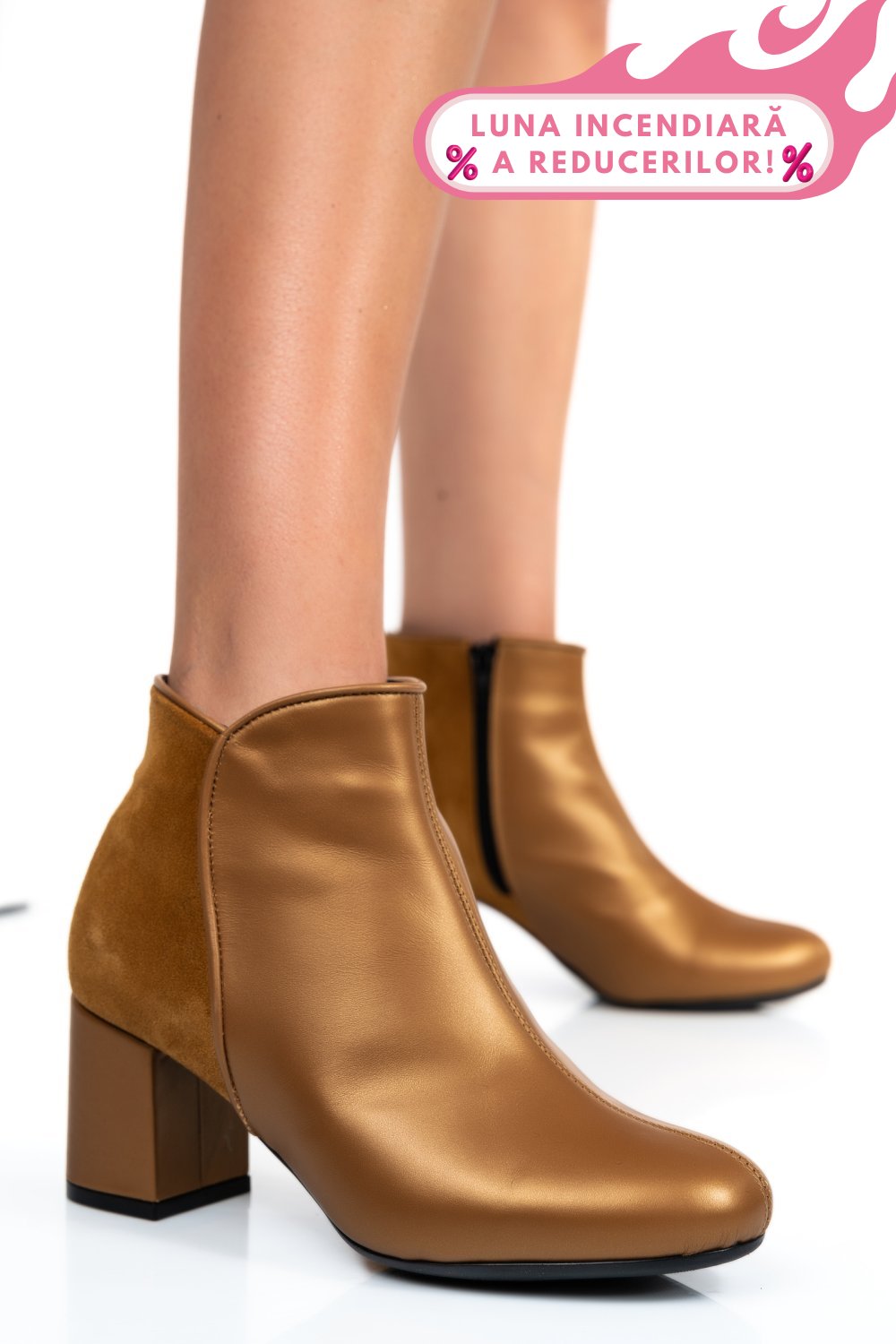 BOTINE MARO PIELE NATURALA INTOARSA 7S7755