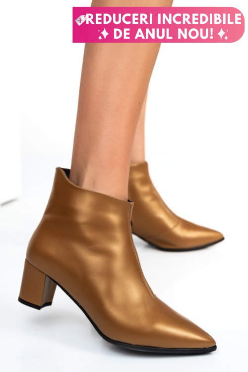 Botine dama piele naturala maro deschis 7s7723