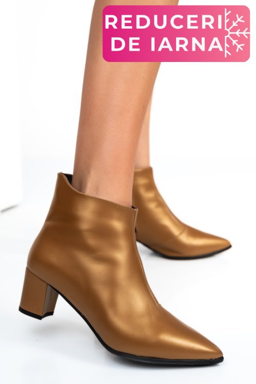 Botine dama piele naturala maro deschis 7s7723
