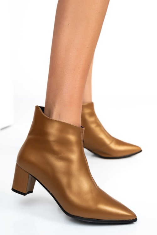 Botine dama piele naturala maro deschis 7s7723