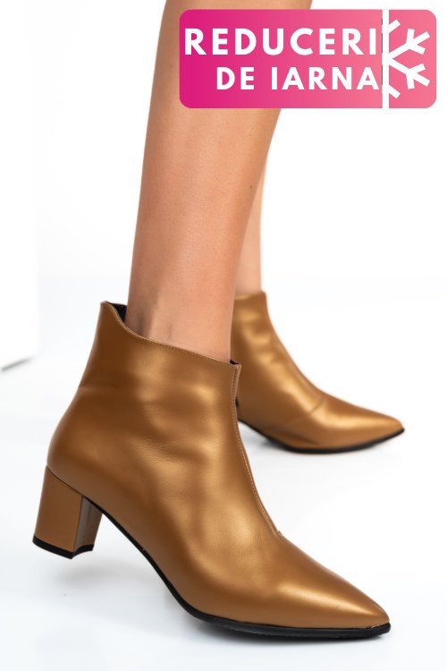 Botine dama piele naturala maro deschis 7s7723