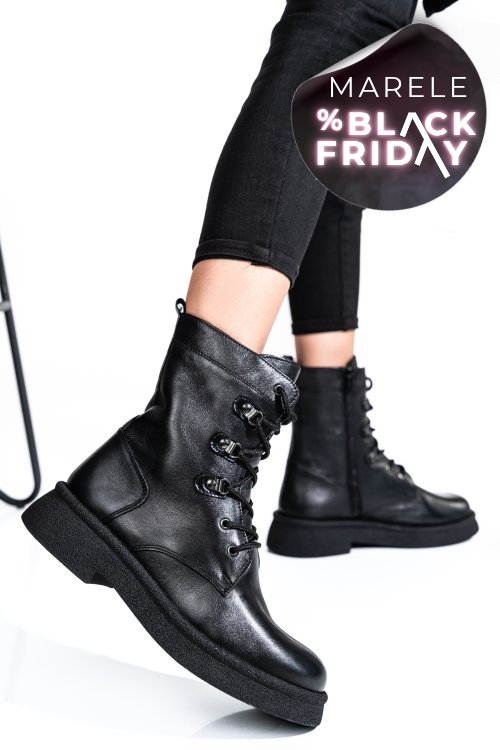 Ghete femei piele naturala negre 2s7732-050np