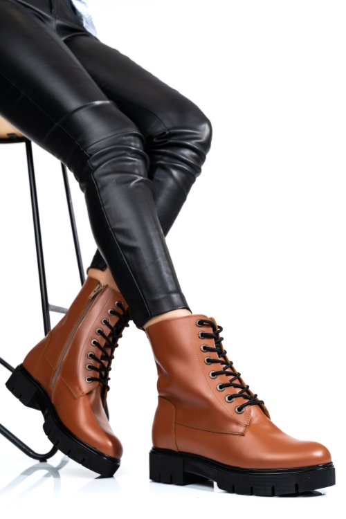 Ghete de iarna maro deschis piele naturala 1s7731